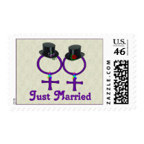 Just Married Formal Lesbians Postage Stamps