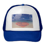Just Married Heart On The Beach Mesh Hats