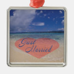 Just Married Heart On The Beach Ornament