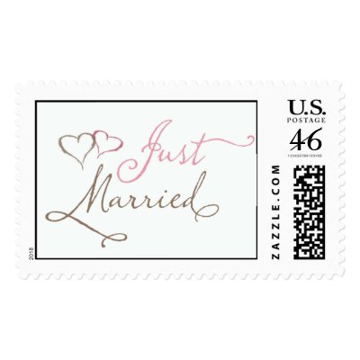 Just Married in chocolate and pink Stamps