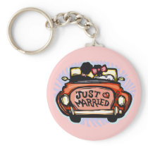 Just Married Jalopy Keychains