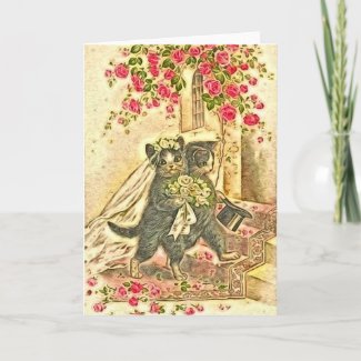 Just Married Kitty Cats Digital Art card