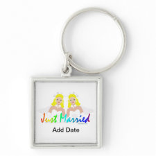 Just Married Lesbian Wedding Key Chains