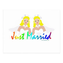 Just Married Lesbian Wedding Postcards