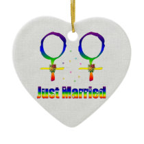 Just Married Lesbians Christmas Ornament
