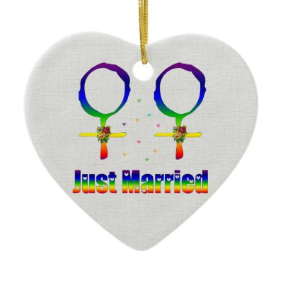 Just Married Lesbians Christmas Ornament