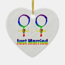 Just Married Lesbians Christmas Ornament
