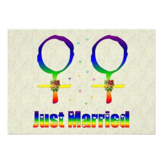 Just Married Lesbians Personalized Invitation
