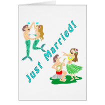Just Married - Mermaid Hula Greeting Cards
