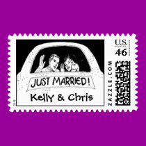 Just Married Names Postage stamps