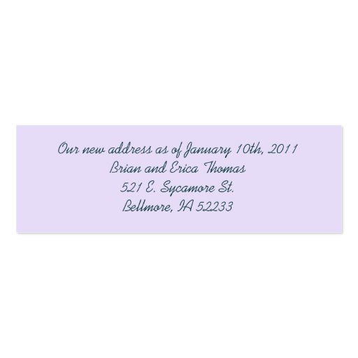 Just Married New Address Card Business Cards (back side)