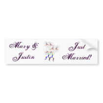"Just Married" Peace Lillies Bumper Sticker bumper stickers