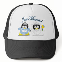 Just Married Penguins Mesh Hats
