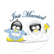 Just Married Penguins stickers