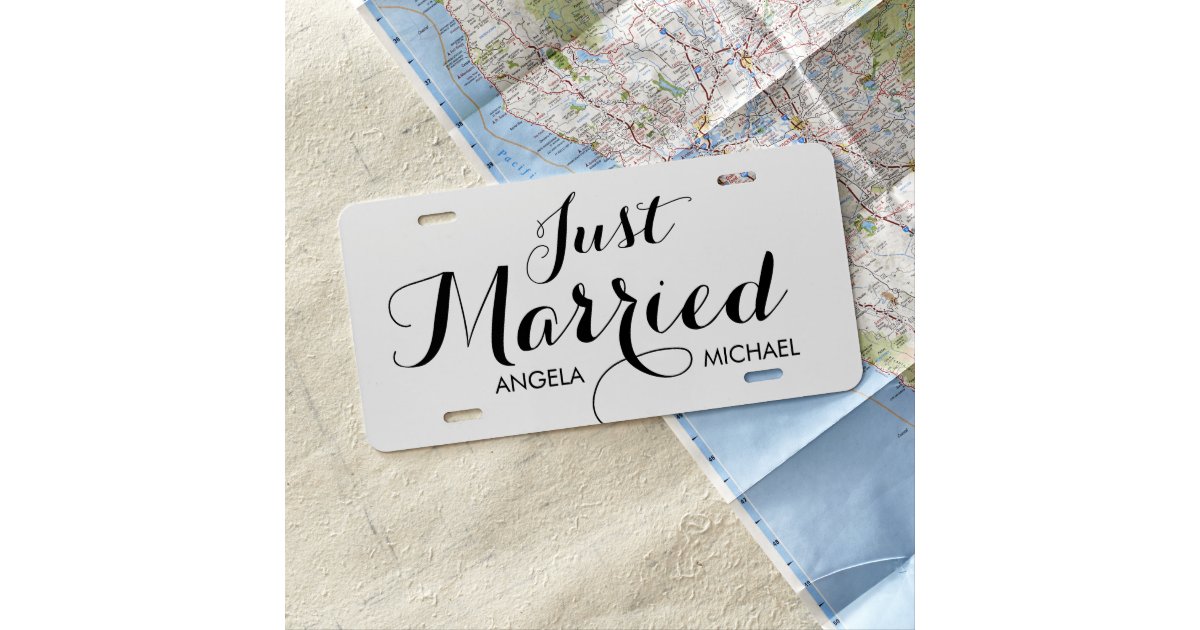 "Just Married" personalized license plate Zazzle