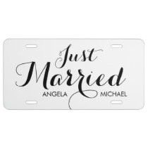 "Just Married" personalized license plate License Plate  at Zazzle