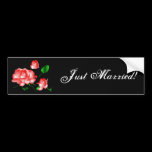 "Just Married" Pink Rose Bumper Sticker bumper stickers by Yve_13 "Just Married" Pink Rose Bumper Sticker bumper stickers