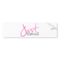 Just Married (Pink Script) Bumper Stickers