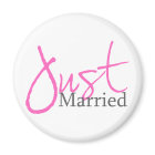 Bachelorette Store : Just Married Pink Script Magnets