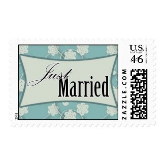 Just Married postage stamp