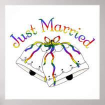 Just Married Rainbow Gay Marriage Posters