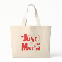 Just Married Red Heart bags