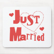Just Married Red Heart mousepads