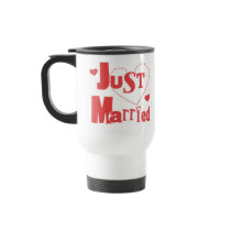 Just Married Red Heart mugs