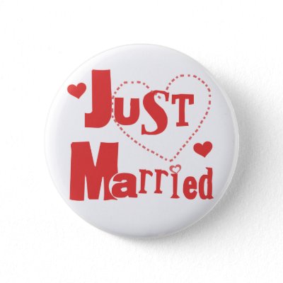 Just Married Red Heart Pinback Button