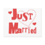 Just Married Red Heart Post Card
