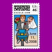 Just Married Scooter Postage stamps