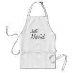 Just Married (Script With Red Heart) Apron