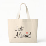 Just Married (Script With Red Heart) Bag