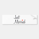 Just Married (Script With Red Heart) Bumper Stickers