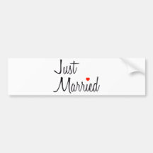 Just Married (Script With Red Heart) Bumper Stickers