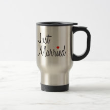 Just Married (Script With Red Heart) Coffee Mugs