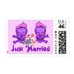 Just Married Skulls Postage Stamps