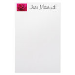 Just Married! stationery PINK Rose Flower Floral