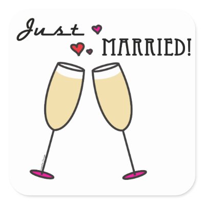 Just Married Square Stickers