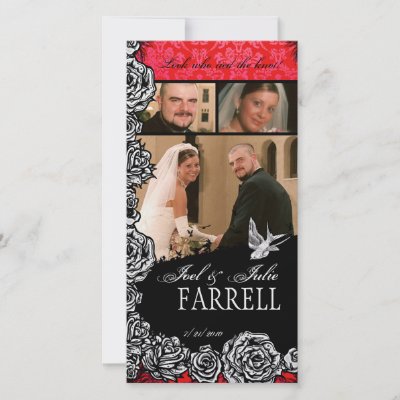 Just Married Tattoo Rose and Swallow Birds Photo Greeting Card by jfarrell12