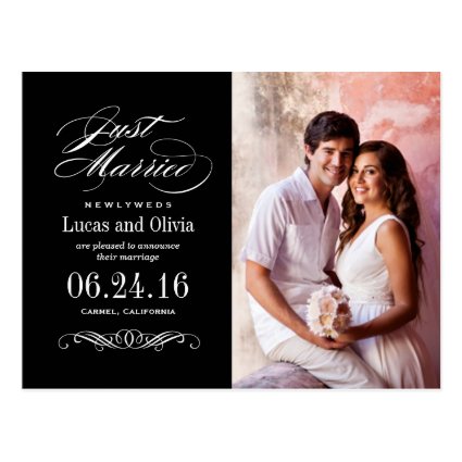 Just Married Wedding Announcements | Black & White Postcard