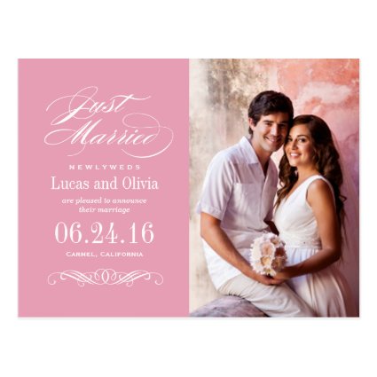Just Married Wedding Announcements | Rose Pink Post Cards