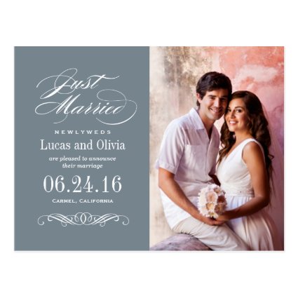 Just Married Wedding Announcements | Slate Gray Postcard