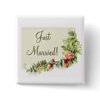 Just married wedding button