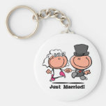 Just married wedding couple cartoon Keychain
