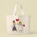 Just Married! Wedding Couple Cute Cartoon Tote Bag by fat_fa_tin Just Married! Wedding Couple Cute Cartoon Tote Bag