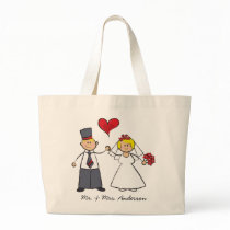 Just Married! Wedding Couple Cute Cartoon Tote Bag