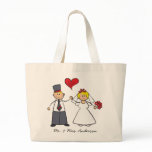 Just Married! Wedding Couple Cute Cartoon Tote Bag
