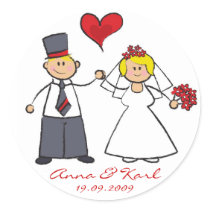 Just Married! Wedding Couple Sticker by fat_fa_tin Just Married! Wedding Couple Sticker