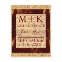 Just Married wedding decor music note Postcard